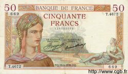 50 Francs CÉRÈS FRANCE  1936 F.17.27 TTB