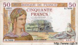 50 Francs CÉRÈS modifié FRANCE  1938 F.18.07