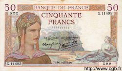 50 Francs CÉRÈS modifié FRANCE  1939 F.18.34 TTB+