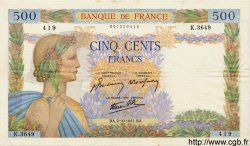 500 Francs LA PAIX FRANCE  1941 F.32.22 TTB+