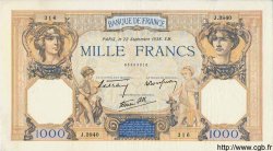 1000 Francs CÉRÈS ET MERCURE type modifié FRANCE  1938 F.38.27 pr.SUP