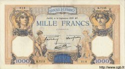 1000 Francs CÉRÈS ET MERCURE type modifié FRANCE  1939 F.38.36 TTB+