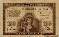 100 Francs NEW CALEDONIA  1943 P.46a VG