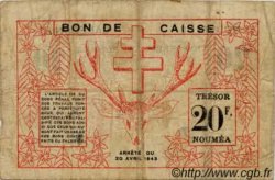 20 Francs NOUVELLE CALÉDONIE  1943 P.57a B+