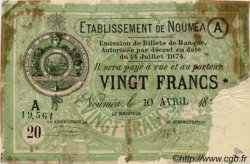 20 Francs NOUVELLE CALÉDONIE Nouméa 1875 P.07 AB