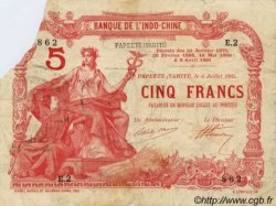 5 Francs TAHITI  1905 P.01b var