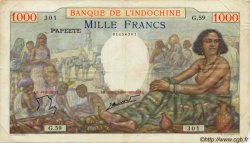 1000 Francs TAHITI  1954 P.15c TB