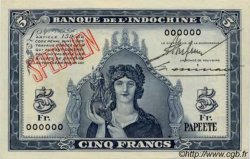 5 Francs TAHITI  1944 P.19s NEUF