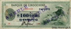 100 Francs TAHITI  1943 P.17b TB