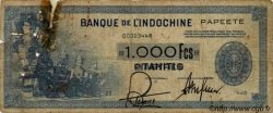 1000 Francs TAHITI  1943 P.18b B+