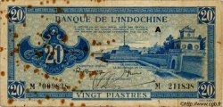 20 Piastres bleu INDOCHINE FRANÇAISE  1943 P.065 pr.TB