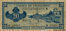 20 Piastres bleu INDOCHINE FRANÇAISE  1943 P.065