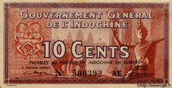 10 Cents FRENCH INDOCHINA  1939 P.085c