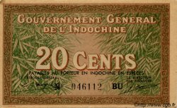 20 Cents INDOCHINE FRANÇAISE  1939 P.086d SPL
