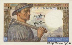 10 Francs MINEUR FRANCE  1942 F.08.03 SPL