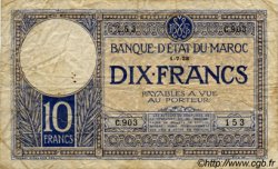 10 Francs MAROC  1928 P.11b TB