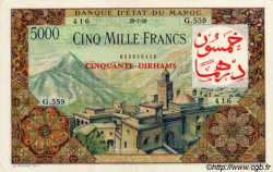 50 Dirhams sur 5000 Francs MAROC  1953 P.51 SUP