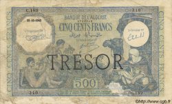500 Francs ALGÉRIE SURCHARGÉ FRANCE  1943 VF.09.01 B+