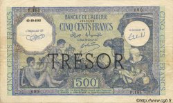 500 Francs ALGÉRIE SURCHARGÉ FRANCE  1943 VF.09.01 TTB
