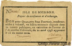 40 Sols Tournois ISLES DE FRANCE ET BOURBON  1793 P.--