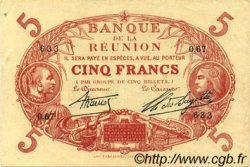 5 Francs Cabasson rouge ÎLE DE LA RÉUNION  1926 P.14 SUP+