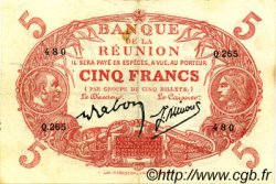 5 Francs Cabasson rouge ÎLE DE LA RÉUNION  1944 P.14 SUP