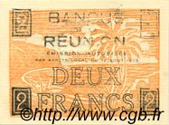 2 Francs Croix de Lorraine REUNION INSEL  1943 P.35 fST+