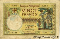 20 Francs MADAGASCAR  1926 P.037 pr.TB