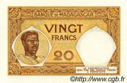 20 Francs MADAGASCAR  1937 P.037 AU