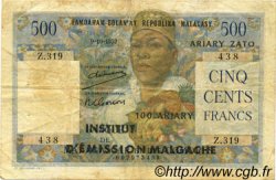 500 Francs - 100 Ariary MADAGASCAR  1961 P.053
