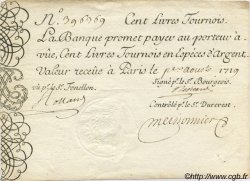 100 Livres Tournois gravé FRANCE  1719 Laf.080 SUP