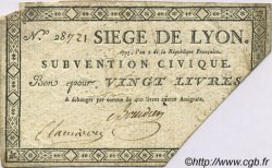 20 Livres FRANCE régionalisme et divers Lyon 1793 Laf.252 TTB