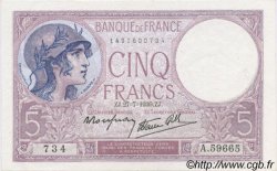 5 Francs FEMME CASQUÉE modifié FRANCE  1939 F.04.03 pr.SPL