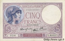 5 Francs FEMME CASQUÉE modifié FRANCE  1939 F.04.05 pr.SUP