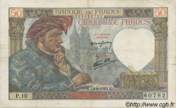 50 Francs Jacques CŒUR FRANCE  1940 F.19.01 TTB