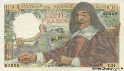 100 Francs DESCARTES FRANCE  1942 F.27.01 SUP+
