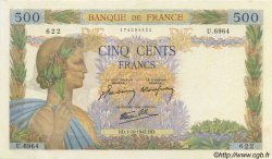 500 Francs LA PAIX FRANCE  1942 F.32.41 SUP+