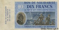 10 Francs BON DE SOLIDARITÉ FRANCE régionalisme et divers  1941 KL.07As SPL