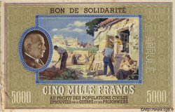 5000 Francs BON DE SOLIDARITÉ Annulé FRANCE régionalisme et divers  1941 KL.13As SUP+