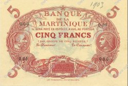 5 Francs Cabasson rouge MARTINIQUE  1903 P.05D NEUF