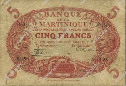 5 Francs Cabasson rouge MARTINIQUE  1930 P.06A