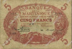 5 Francs Cabasson rouge MARTINIQUE  1929 P.06A B