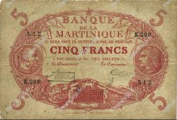 5 Francs Cabasson rouge MARTINIQUE  1932 P.06A B