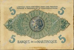 5 Francs MARTINIQUE  1943 P.- SUP