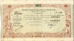 5000 Francs MARTINIQUE  1883 K.373bis XF