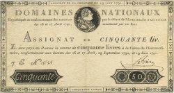 50 Livres FRANCE  1791 Laf.138 TTB+