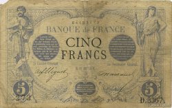 5 Francs NOIR FRANCE  1874 F.01.25 B à TB