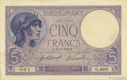 5 Francs FEMME CASQUÉE FRANCE  1918 F.03.02 pr.SPL