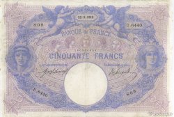 50 Francs BLEU ET ROSE FRANCE  1915 F.14.28 TB