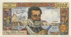 5000 Francs HENRI IV FRANCE  1957 F.49.04 SUP+